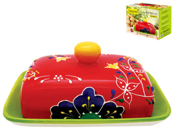 Маслянка для вершкового масла керамічна Maestro Розпис 18х13х8см