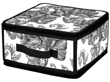 Корзина з кришкою Idea Home Anthracite Flowers прямокутна, з блискавкою, 30x28x15см, 6900070585596