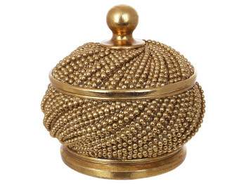 Шкатулка для украшений Pearl, полирезина, 13×12,5см, цвет золотой