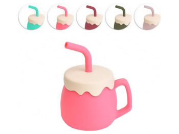 Чашка-поилка силиконовая с трубочкой Кувшинчик 2в1, 12,5x11x8см