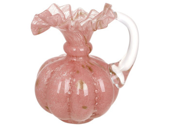 Ваза Roselle с ручкой, ручная работа, стекло, 12×17см, цвет пыльно-розовый