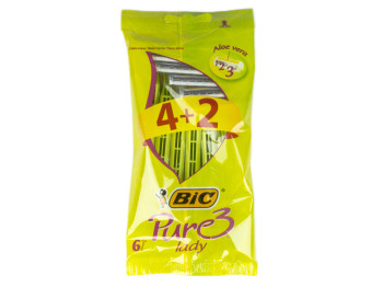 Станки для бритья Bic "Pure 3 lady" 3 лезвия (цена за набор 4+2шт)