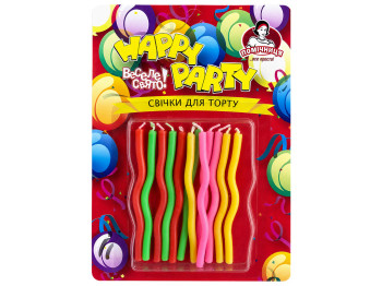 Свічки для торта Помічниця Happy Party з холодними іскрами, 12 шт, 6 см