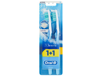 Щетки зубные Oral-B 3D White Отбеливание 40 средняя жесткость (цена за набор 1+1шт)