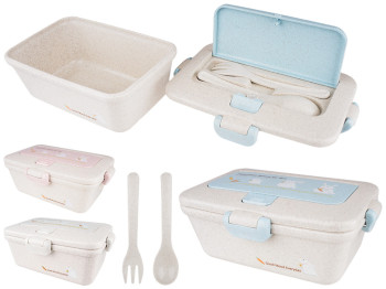 Ланч-бокс с приборами и подставкой для телефона 20,2х14,2х8,3см 875мл
