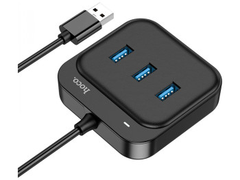 Хаб USB Hoco HB31 Easy 4-in-1 converter(USB to USB3.0*4)(L=1.2M) Цвет Черный