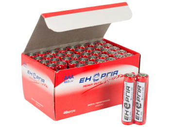 Батарейка солевая Енергiя, 1.5V, AAA, R03 (цена за спайку по 2шт)