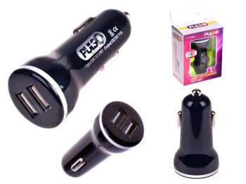 Зарядное устройство, автомобильное PULSO C-1023BK (2 USB) 12/24В, 5В, 1A