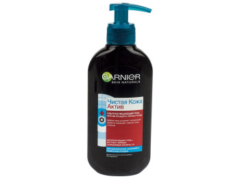 Гель против прыщей и черных точек Garnier Skin Naturals "Чистая кожа" ультраочищающий с углем 200мл
