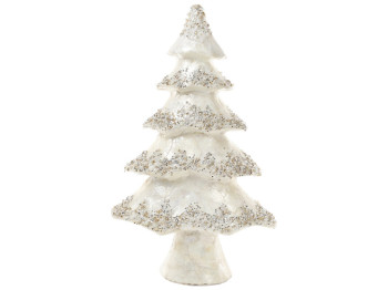 Елка декоративная с декором из блесток и бисера, 51см, цвет - белый перламутр