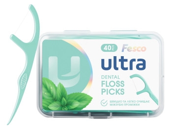Зубная нить Fesco Ultra Fresh Clean Mint флоссеры мятные 40 шт.