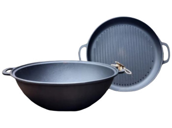 Казан узбекский WOK, 12л, с крышкой-сковородкой гриль