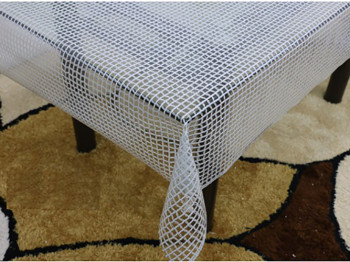 Клеенка виниловая ажурная "Lace" с доп. слоем голубая 1,37x20 метров (цена за рулон)
