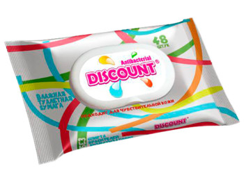 Папір туалетний вологий Discount 48шт з клапаном