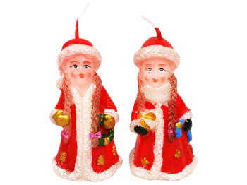 Декоративная новогодняя свеча Снегурочка, 7,4см, 2 дизайна