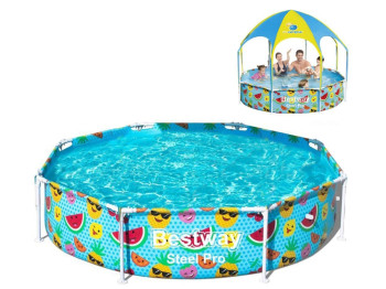 Басейн каркасний круглий з навісом Steel Pro. Bestway 56432