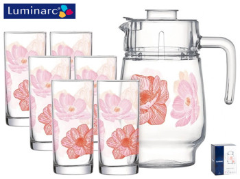 Набор для напитков Luminarc Anabella Pink графин 1,6л и 6 стаканов 270мл (цена за 7 предметов) 60122