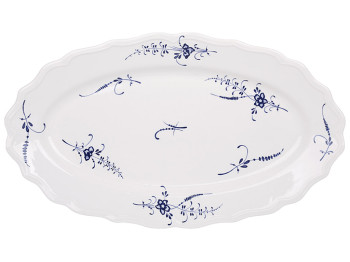 Блюдо овальное Azure Blossom, фарфоровое, с синим узором, 36х21,5х3,5 см