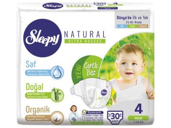Подгузники Sleepy Natural Maxi, размер 4 (7 - 14кг) 30шт