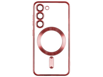 Чехол TPU Metallic Full Camera with Magsafe для Samsung Galaxy S23 Цвет Red