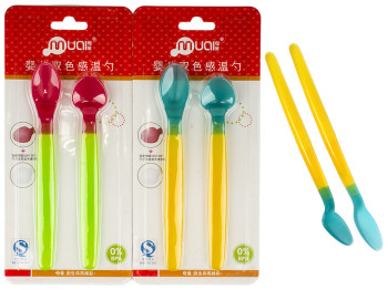 Набор ложек детских силиконовых 15х1х2см, 13,3х1x2,5см на блистере (цена за набор 2 предмета). 63152