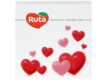 Салфетки бумажные Ruta, 2х слойные, 33×33см, дизайн сердце, 20шт