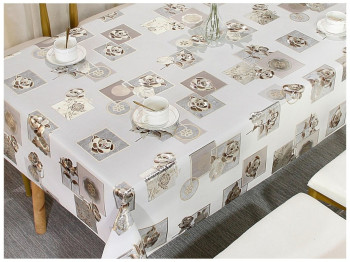Клеенка Milan, с тиснением, на тканевой основе, ПВХ, 1,40×20м, дизайн Beige Rose (цена за рулон)