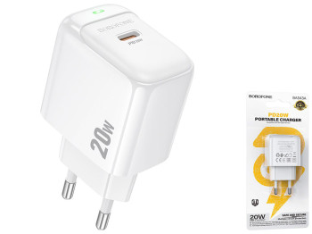 Сетевое зарядное устройство Borofone BAS43A 1USB-C PD/QC 20W, цвет белый