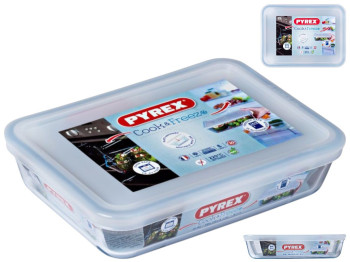 Форма для запекания Pyrex Cook & Freeze, с крышкой, боросиликатное стекло, пластик, 800мл, 19×14×4см