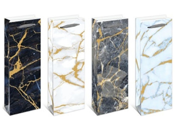 Пакет подарочный бумажный под бутылку Marble 12,8х36х8,4см