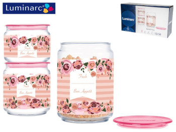 Набор банок Luminarc Plano Rosettes 3 предмета (500мл, 750мл, 1л) 02115