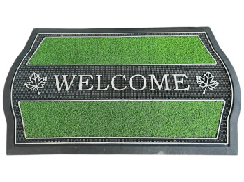 Коврик придверный Wellcome, полиэстер, ПВХ, 45×75см, цвет зеленый с черным