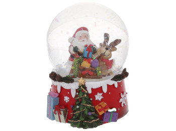 Декоративный водяной шар Санта с мешком подарков, 8см