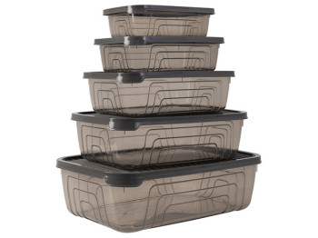 Набір контейнерів Herevin Storage Bowl Set-Grey, прямокутні (ціна за набір 5шт) 8699038114463
