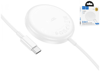 Беспроводное Зарядное Устройство Hoco CW50 Fast 3-in-1 magnetic 15W (for iWatch) Цвет Белый