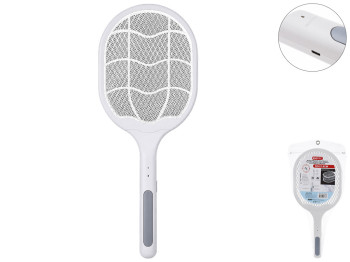 Мухобійка електрична EmiPro, USB-зарядка, 21,6×52см, колір білий