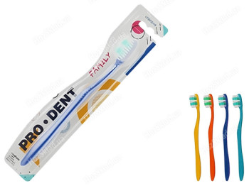 Зубная щетка Pro Dent Family №3, средняя жесткость, 4 цвета (цена за 1шт)