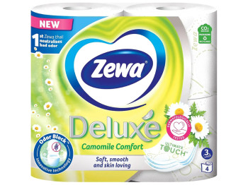 Туалетний папір Zewa Deluxе Ромашка, 3х шаровий (ціна за упаковку 4шт)