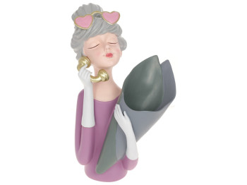 Декоративная ваза Модница, 38см, цвет - пурпурный с серым