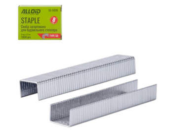 Скобы Alloid Pro, 8 мм х 1.2 мм, тип 50, закалённая сталь, для строительного степлера, 1000 штук