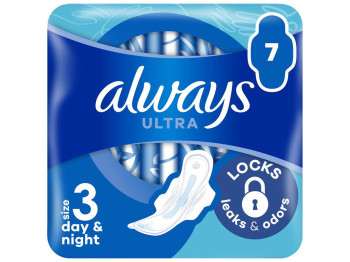 Прокладки гигиенические Always Ultra Day & Night, с ароматом, 6 капель, размер 3, 7шт