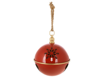Шар на подвесе Christmas bell, металл, 16,5×20см, 41см, цвет красный