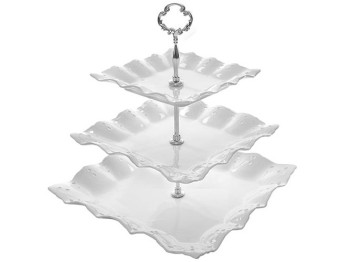 Фруктовница фарфоровая трехярусная 20x20, 25x25, 30x30см