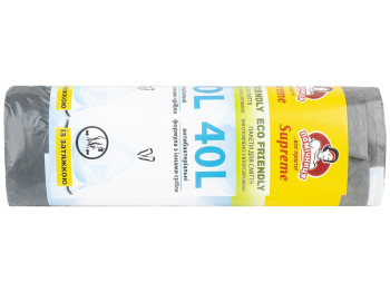 Пакеты для мусора Eco Friendly Помічниця Supreme, с затяжками, антибактериальные, 40л, 12шт
