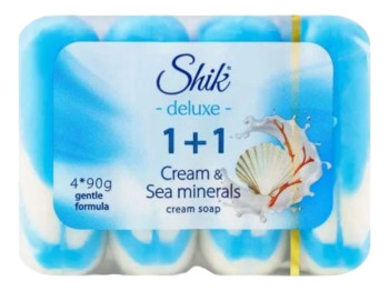 Крем-мыло Shik deluxe 1+1, крем и морские минералы, 4 шт по 90 г,
