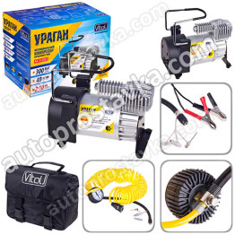 Компрессор "Ураган" КА-У12055 150psi/23Amp/40л/клеммы/шланг 7,5м с дефлятором