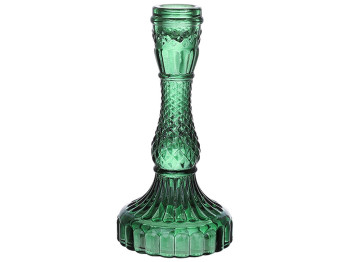 Свічник скляний Crystal, для тонкої свічки, D9,5х17см, колір - зелений