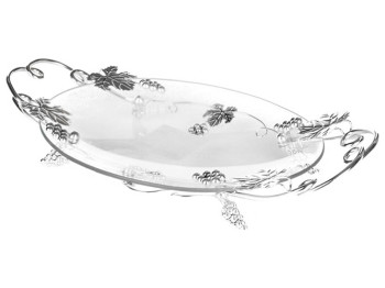 Блюдо овальное с ручками декор Виноград 43х24х8см