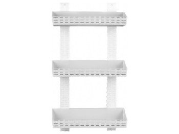 Полиця R plastic Ротанг, пряма, 3 яруси, біла, 13302