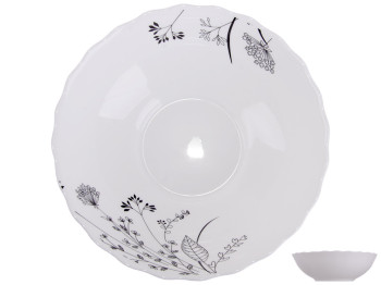 Салатник Vittora Wave Черно белое соцветие, стеклокерамический 17,5см V-175BW